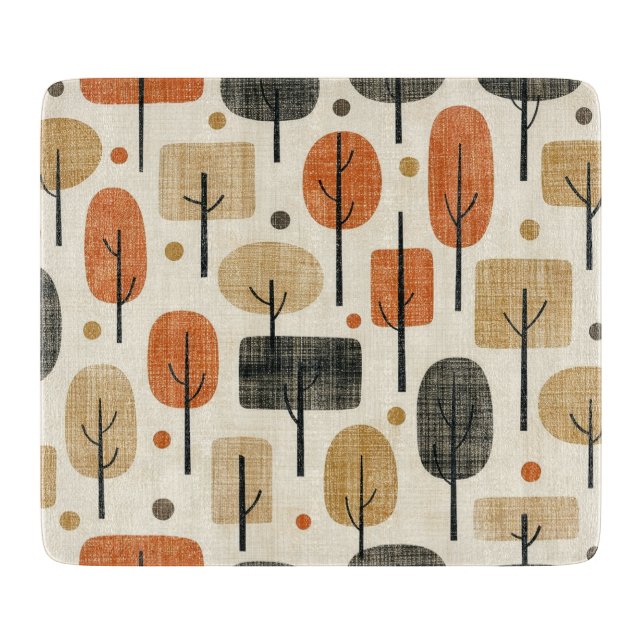 Mid Century Modern Tree Pattern Cutting Board (Front)