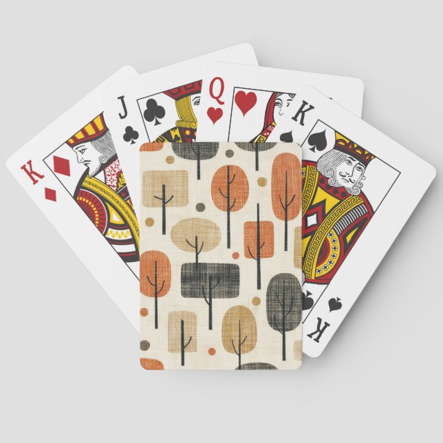Mid Century Modern Tree Pattern Playing Cards (Back)
