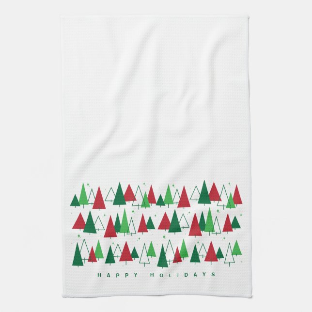 Mid Century Modern Trees Tea Towel (Vertical)
