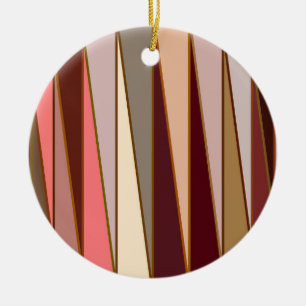 Mid-Century Modern Triangles, Brown, Beige & Coral Ceramic Tree Decoration