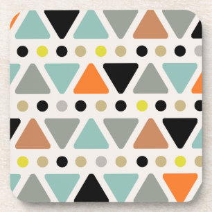 Mid Century Modern Triangles Dots Colourful Coaster
