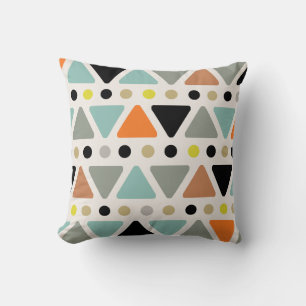 Mid Century Modern Triangles Dots Colourful Cushion