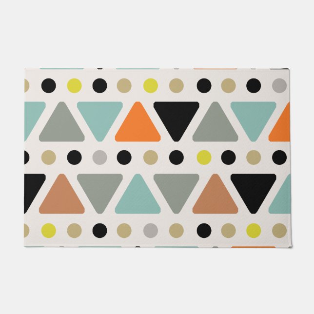 Mid Century Modern Triangles Dots Colourful Doormat (Front)