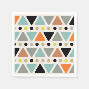 Mid Century Modern Triangles Dots Colourful Napkin