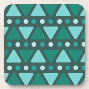 Mid Century Modern Triangles Dots Teal Coaster