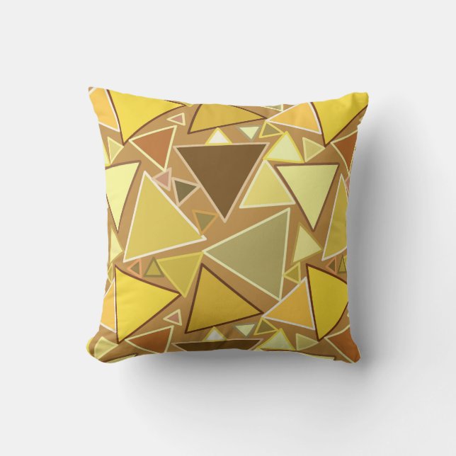 Mid-Century Modern Triangles, Mustard Yellow Outdoor Cushion (Front)