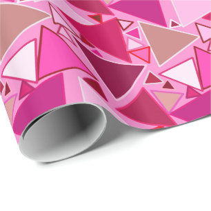 Mid-Century Modern Triangles, Pink and Burgundy Wrapping Paper