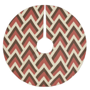 Mid Century Modern Triangles (Red) Brushed Polyester Tree Skirt