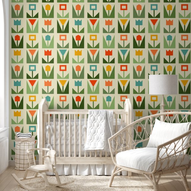 Mid-Century Modern Tulip Wallpaper (Kids)