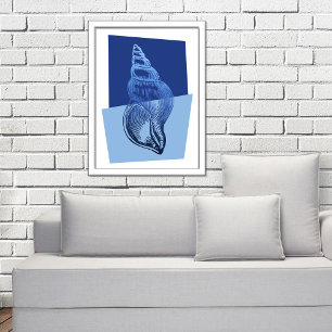 Mid-Century Modern Turban Shell Print Ocean Blue