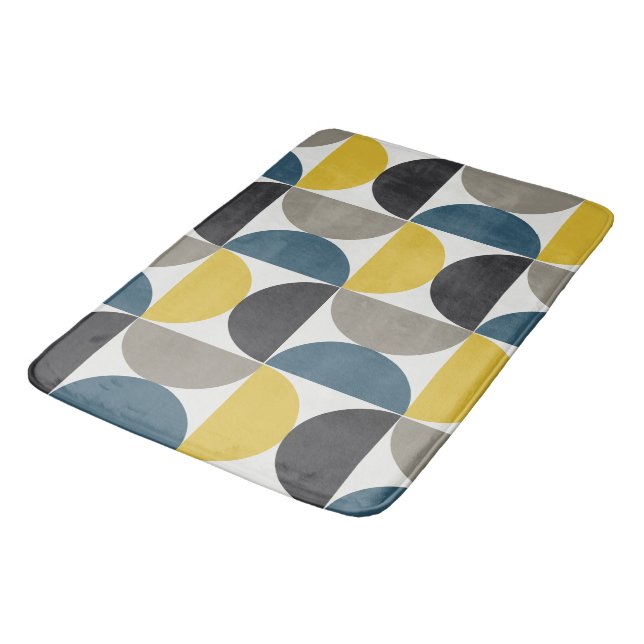 Mid-Century Modern Turmer Gunmetal and blue   Bath Mat (Angled)