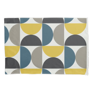 Mid-Century Modern Turmer Gunmetal and blue   Pillowcase
