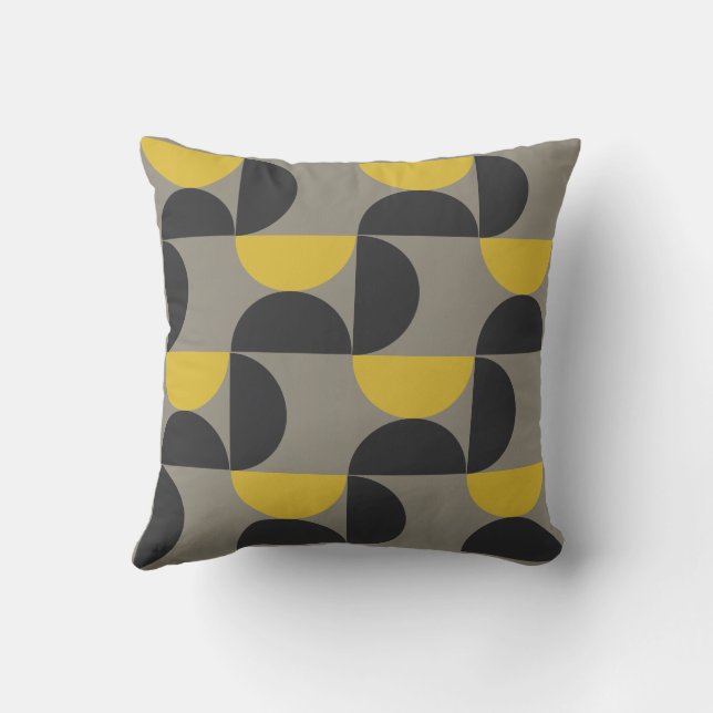 Mid-Century Modern turmeric and gunmetal grey Cushion (Back)