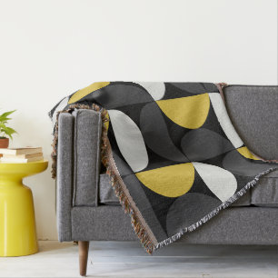 Mid-Century Modern turmeric and gunmetal grey Throw Blanket