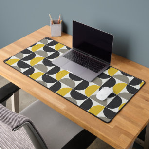 Mid-Century Modern Turmeric Gunmetal   Desk Mat