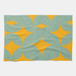 Mid Century Modern Turquoise Diamond Tea Towel