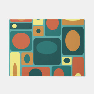 Mid Century Modern Turquoise Rectangles Doormat
