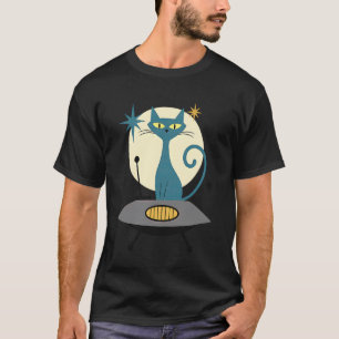 Mid Century Modern UFO Cat Retro Futuristic T-Shirt