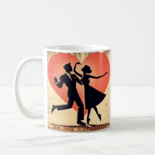 Mid Century Modern Valentine Dancing Couple Coffee Mug