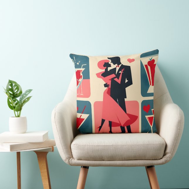 Mid Century Modern Valentine Dancing Couple Cushion (Chair)