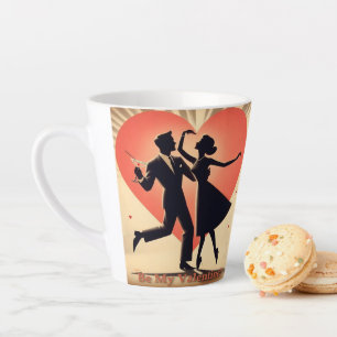 Mid Century Modern Valentine Dancing Couple Latte Mug