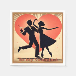 Mid Century Modern Valentine Dancing Couple  Napkin