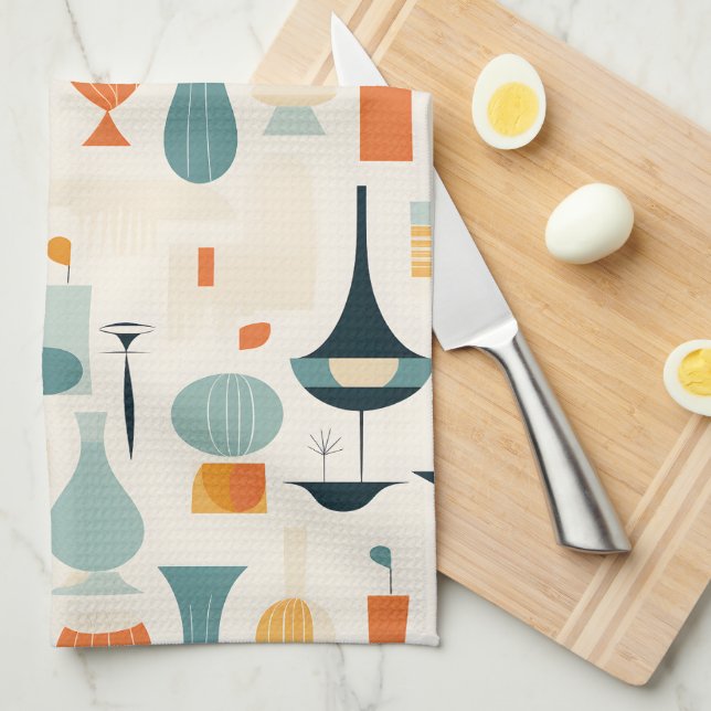 Mid Century Modern Vase Shape Tea Towel (Quarter Fold)