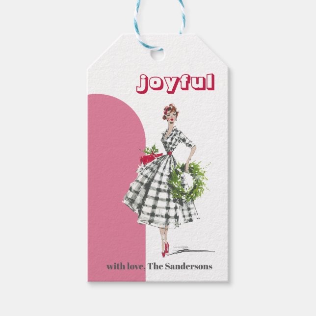 Mid Century Modern Vintage Lady Gift Tag (Front)
