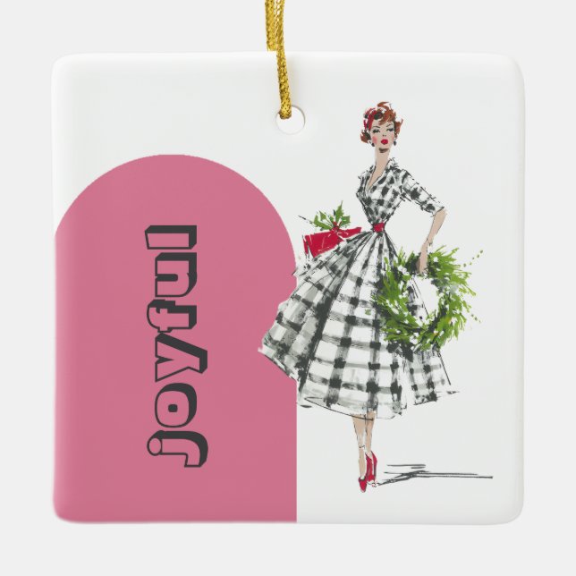 Mid Century Modern Vintage Lady Ornament (Front)