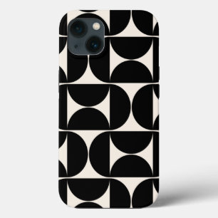 Mid Century Modern Vintage Pattern Black And White iPhone 13 Case