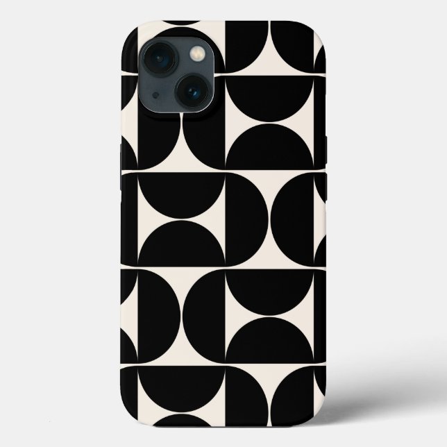 Mid Century Modern Vintage Pattern Black And White Case-Mate iPhone Case (Back)