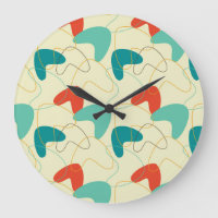 Mid-Century Modern Wall Clock, Retro Pattern