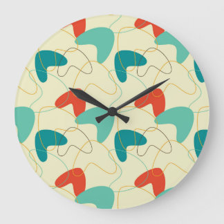 Mid-Century Modern Wall Clock, Retro Pattern Large Clock