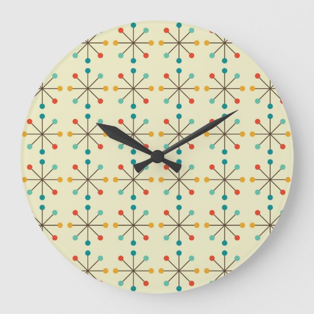 Mid-Century Modern Wall Clock, Starburst Pattern Large Clock (Front)