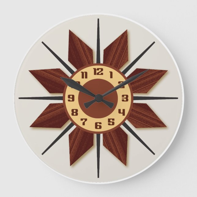 Mid-Century Modern Wall Clock "Wood-Look" texture (Front)