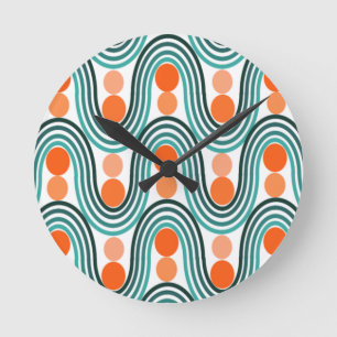 Mid-Century Modern Waves and Circles Round Clock