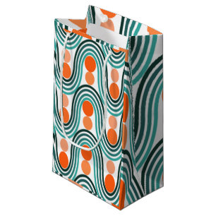Mid-Century Modern Waves and Circles Small Gift Bag