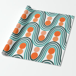 Mid-Century Modern Waves and Circles Wrapping Paper