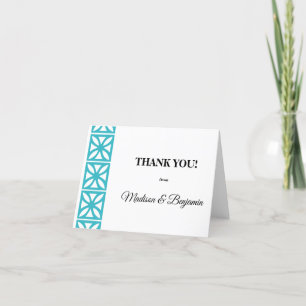 Mid Century Modern Wedding, Retro, Blue, White Thank You Card