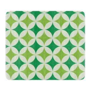 Mid Century modern White Green Starbursts Circles Cutting Board
