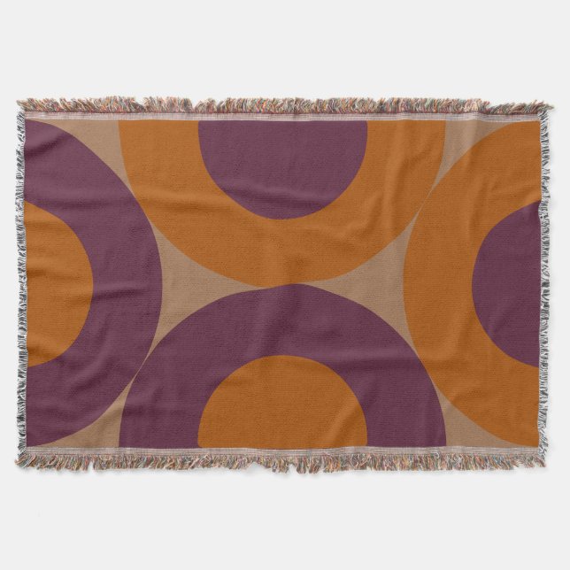 Mid-Century Modern Wineberry Gold  Throw Blanket (Front)