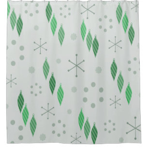 Mid Century Modern Winter Green Shower Curtain