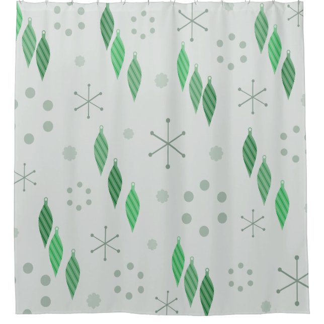 Mid Century Modern Winter Green Shower Curtain (Front)