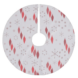 Mid Century Modern Winter Red Brushed Polyester Tree Skirt