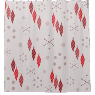 Mid Century Modern Winter Red Shower Curtain