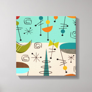 Mid Century Modern Wrapped Canvas Abstract #62