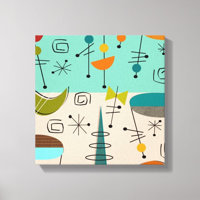 Mid Century Modern Wrapped Canvas Abstract #62 (Front)