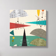 Mid Century Modern Wrapped Canvas Abstract #66