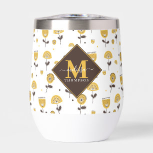 Mid Century Modern Yellow Floral Custom Name