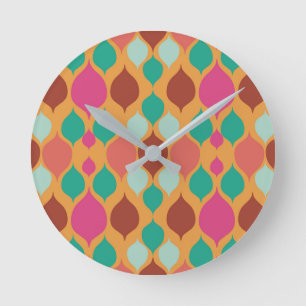 Mid Century Modern Yellow Geometric Round Clock
